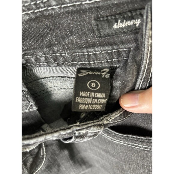 Seven7 Jeans Women's Size 8 Skinny Dark Wash Five Pockets Stretch Denim Black - Picture 5 of 13